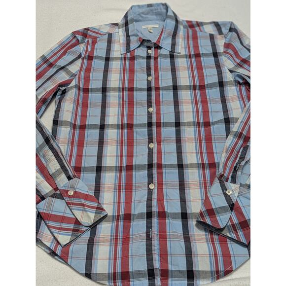 Escada Sport Shirt Button Up Women Red White Blue Plaid Small Top Blouse - Picture 2 of 10